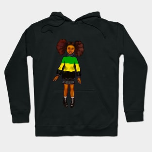 Jamaica jumper - manga anime Jamaican girl with colours of Jamaican flag in black green and yellow Hoodie